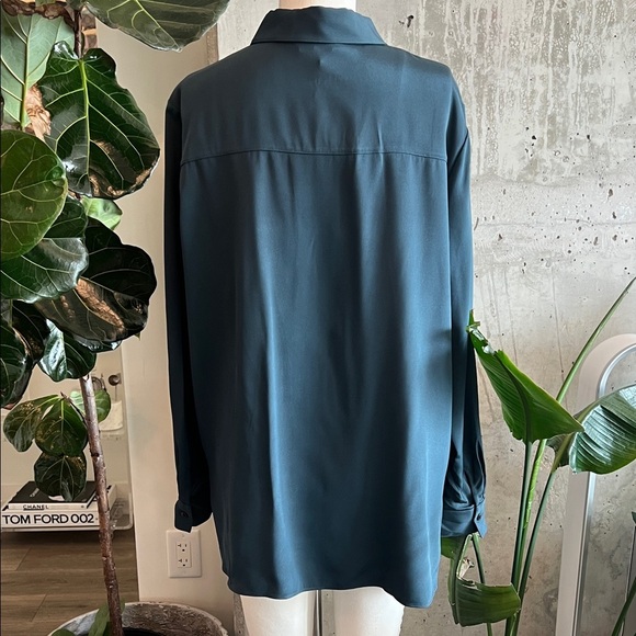 Lafayette 148 New York Teal Button Down Shirt - Picture 5 of 7
